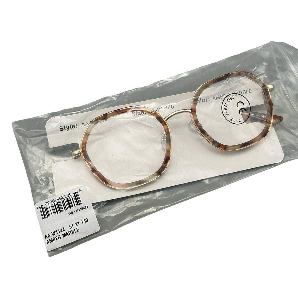 Archer & Avery AA W1144 Eyeglasses Amber Marble Geometric Round Frames 51-21-140